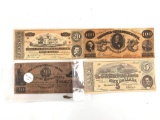 Group of four Confederate states of America reproduction notes