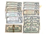 Group of Canadian paper currency