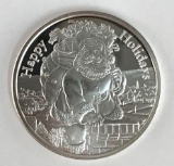 Happy holidays 2001 one Troy ounce fine silver round