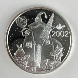Christmas 2002 one troy ounce fine silver round
