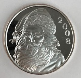 Christmas 2008 one troy ounce fine silver round