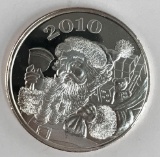 Christmas 2010 one troy ounce fine silver round