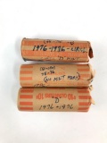 Three rolls of 1976 Washington Bicentennial quarters