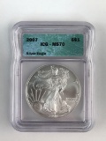 2007 MS 70 silver American eagle