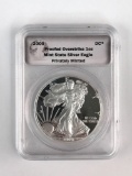 2009 proofed overstrike 1 oz mint state silver eagle privately minted
