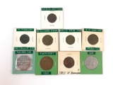 Group of nine trade tokens