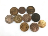 Group of 10 state tokens and medals