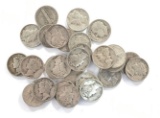 Group of 20 mercury and Roosevelt silver dimes