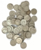 Group of 62 Roosevelt silver dimes