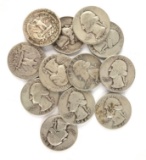 Group of 12 1946-48 Washington silver quarters
