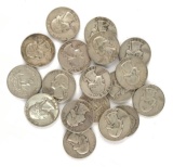 Group of 18 1953-56 Washington silver quarters