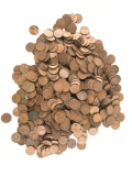 Large group of wheat pennies