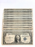 Group of 14 1935 One dollar silver certificate