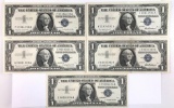 Group of five 1957 one dollar silver certificate
