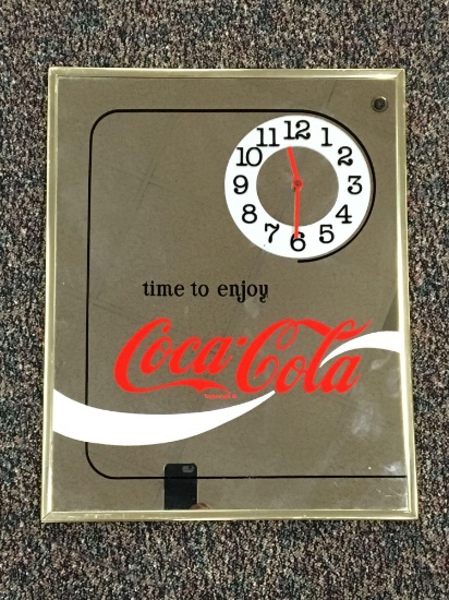 Mirrored Coca-Cola battery operated clock