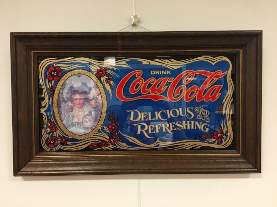 Vintage mirrored coca-cola framed picture