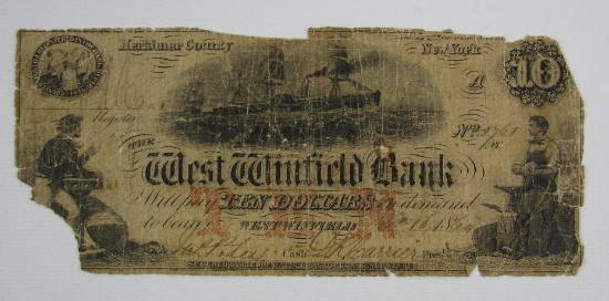 1864 West Winfield Bank, $10 Bill : Herkimer County, New York