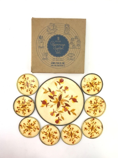 Vintage hall jewel tea autumn leaf 9 pc. Beverage coaster set