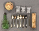 Group of vintage silver spoons and more