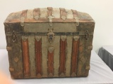 Vintage metal trunk with removable drawer