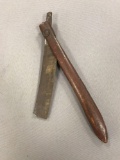 Antique wooden handle straight razor, possible advertising piece