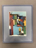 Oil painting of alley scene signed by artist