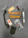 Group of vintage ruler, patch and more