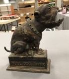 Vintage cast iron bull dog bank