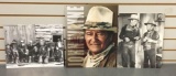 Group of three John Wayne pictures one in color and metal
