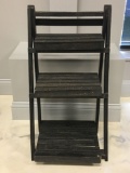 Black folding wood ladder shelf