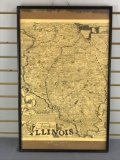 Framed vintage map of Illinois