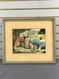Vintage framed water colored painting