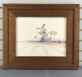 Wood framed geese print