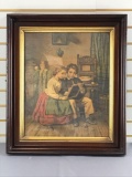 Antique print of children reading and writing