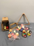 Group of vintage and new Billiard balls and more