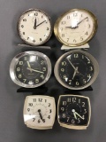 Group of 6 vintage Westclox alarm clocks