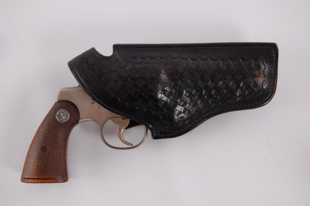 Colt Official Police 38 Special Ctg Double Action Revolver With Leather Holster Firearms Military Artifacts Online Auctions Proxibid