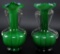 Pair of Antique English Stevens & Williams Stiated Vases with Applied Handles