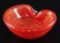 Murano Orange and Clear Glass Venetial Bowl with Trapped Bubble and Flecks