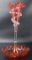 Antique Cranberry Ruffled and Ribbon Edged Epergne with Applied Trailing