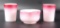 Group of 2 : Antique Pink and White Satin Glass Tumblers and Matching Bowl