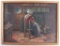 Original, signed J. Burger-Willing Oil Painting on Board : Untitled - Woman at work