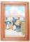 Oil Painting of Beach Market Scene by H Chaves C.