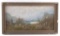 Antique Pastel of Glacier Lake Landscape signed 