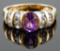 10k Yellow Gold Amethyst and Tanzanite Ring