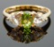 14k Yellow Gold Peridot and White Sapphire Ring