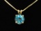 14k Swiss Blue Topaz Solitaire Pendant and 14k Yellow Gold Chain