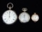 Lot of 3 Pocket Watches : Ingersoll Midget, unmarked, and Vintage Key Wind