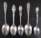 Group of 5 Sterling Silver Souvenir Spoons- Larger Size
