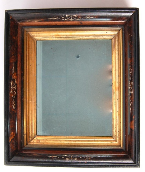 Antique Burled Walnt and Guilded Mirror